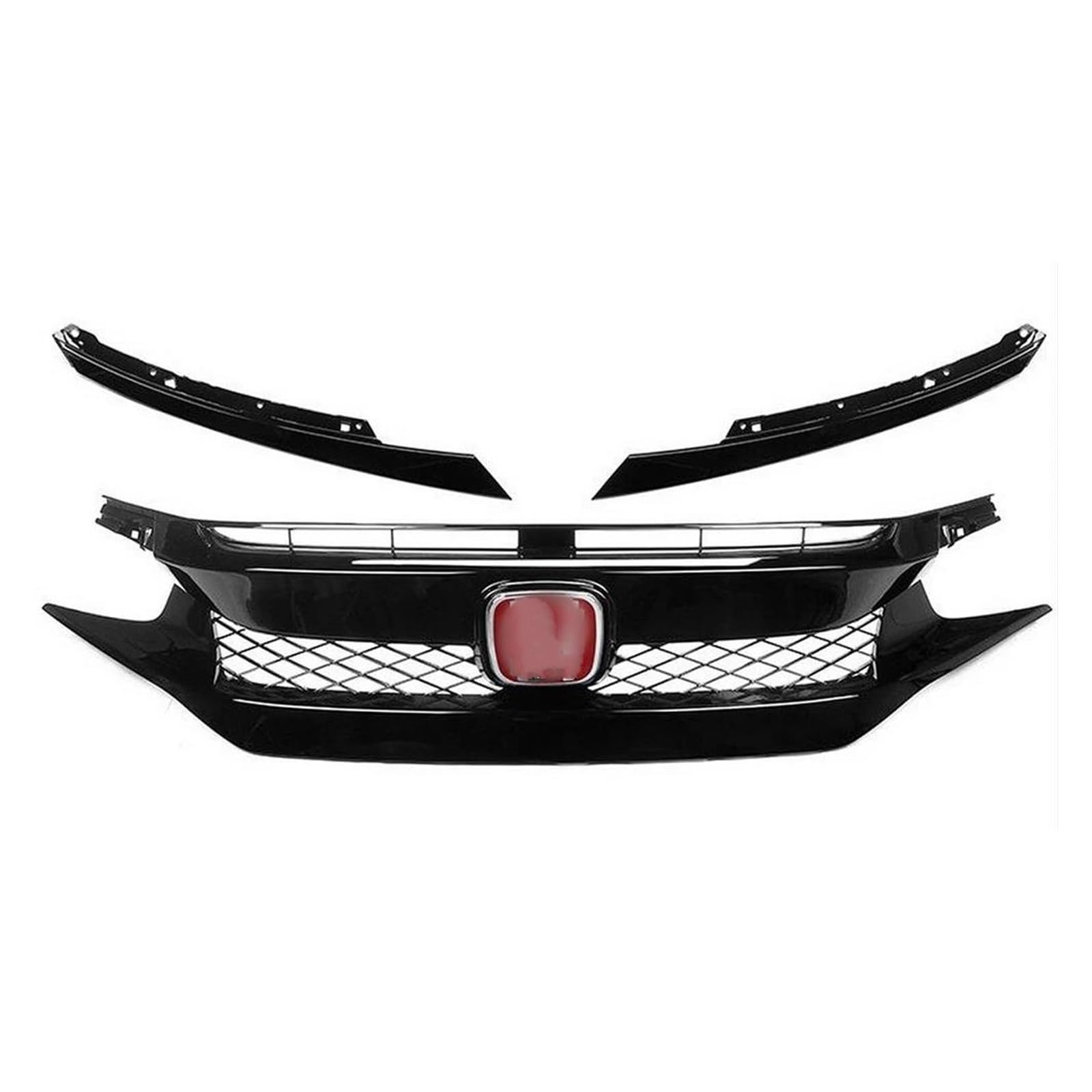 Frontstoßstange Spoiler Für Die 10. Generation Für Civic Black Grille 2016-2018 2019-2020 2021 Fronthaubengrill Racing Bumper Grill Außenzubehör Frontspoiler Lippe(2021 Red-A) von ZHANGWENLING