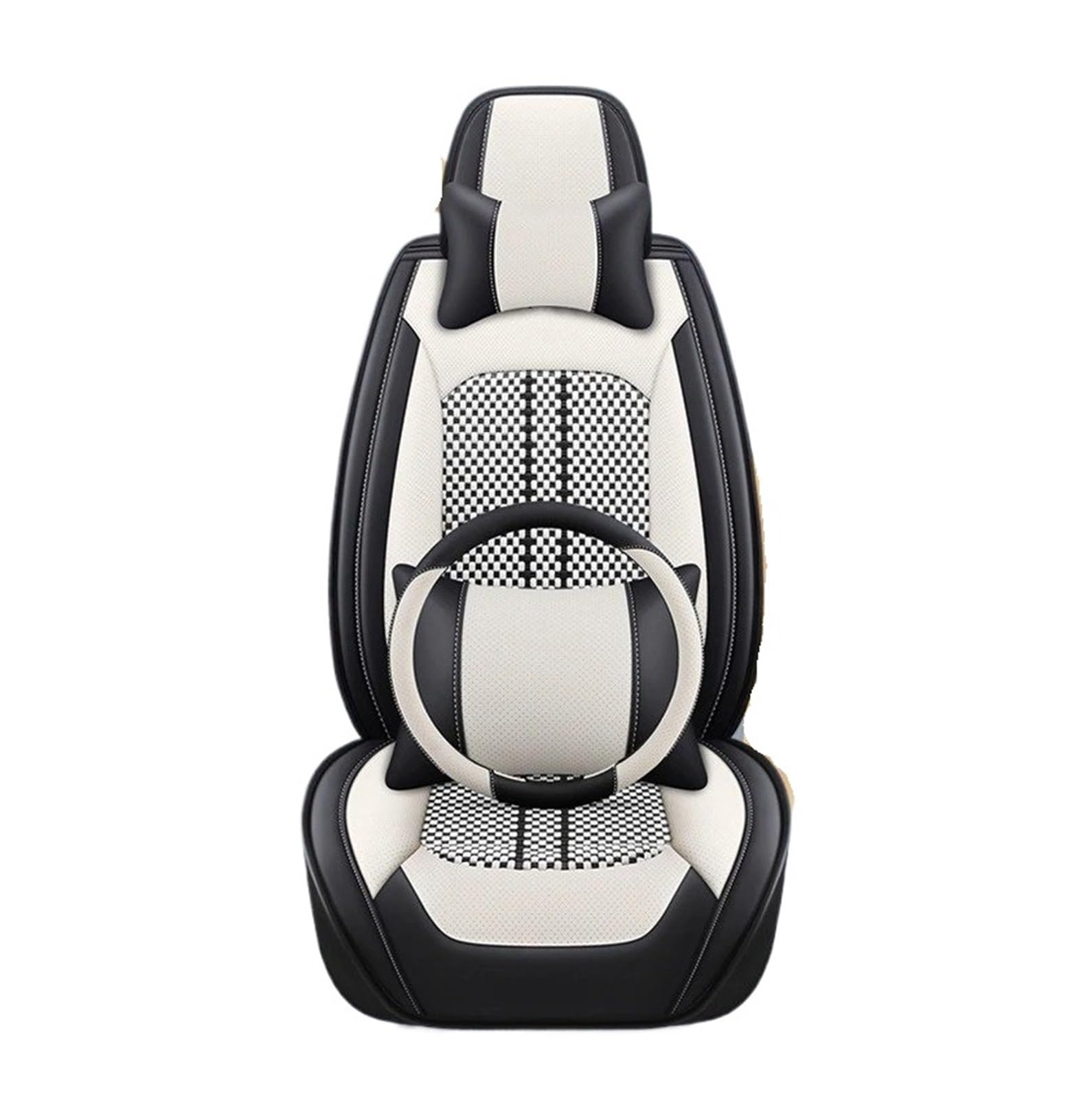 ZHANGWENLING Autschonbezüge Für Citroen Für C4 Für Picasso Für C3 Für C5 Für C6 DS4 DS5 DS6 DS7 Universal Ice Shreds Autositzbezug Autositzbezüge(Black White 5 Seat) von ZHANGWENLING