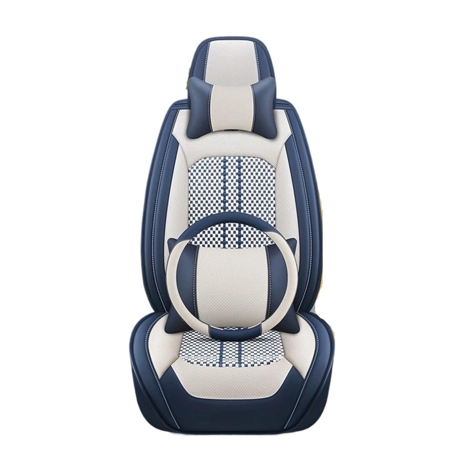 ZHANGWENLING Autschonbezüge Für Citroen Für C4 Für Picasso Für C3 Für C5 Für C6 DS4 DS5 DS6 DS7 Universal Ice Shreds Autositzbezug Autositzbezüge(White Blue 5 Seat) von ZHANGWENLING