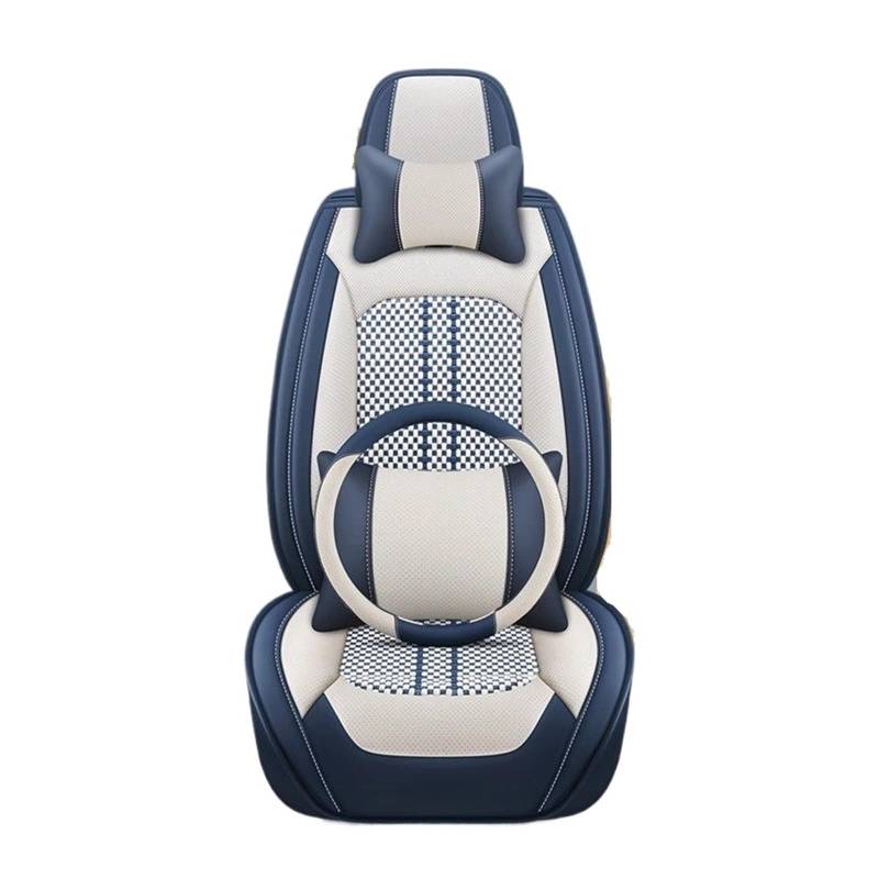 ZHANGWENLING Autschonbezüge Für Citroen Für C4 Für Picasso Für C3 Für C5 Für C6 DS4 DS5 DS6 DS7 Universal Ice Shreds Autositzbezug Autositzbezüge(White Blue 5 Seat) von ZHANGWENLING