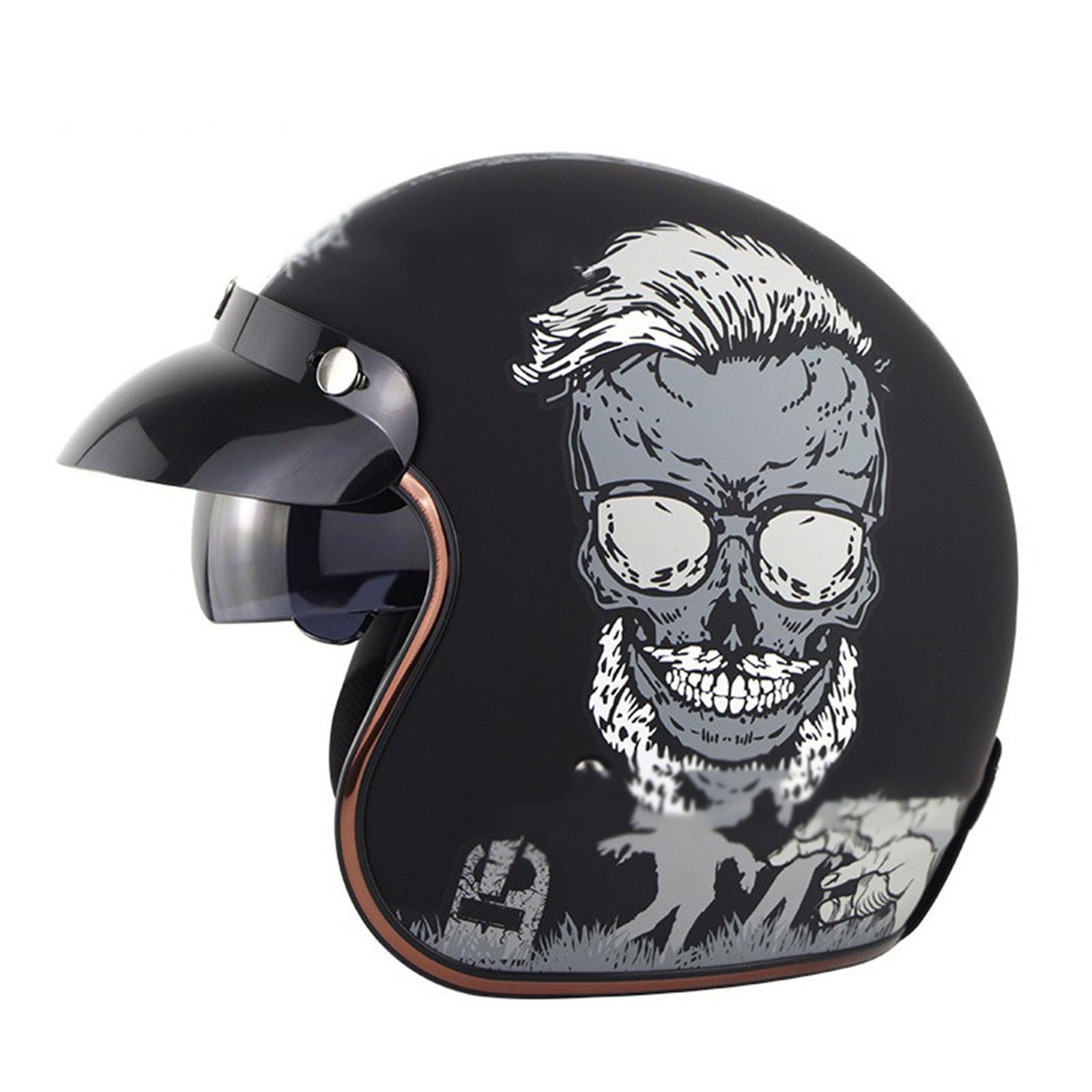 3/4-Jethelm, klassischer Motorradhelm, Retro-Halbhelm mit offenem Gesicht, Rollerhelm mit Sonnenblende für Erwachsene, Männer und Frauen, ECE-Zertifiziert von ZHANGXIO