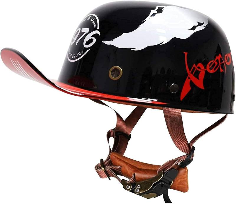 Baseball Cap Mit Farbverlauf Mit Atmungsaktiven Poren Schnellverschluss Halbschalenhelm Retro Motorrad Halbhelm MäNner Frauen Mofa Helm ECE-Zulassung von ZHANGXIO