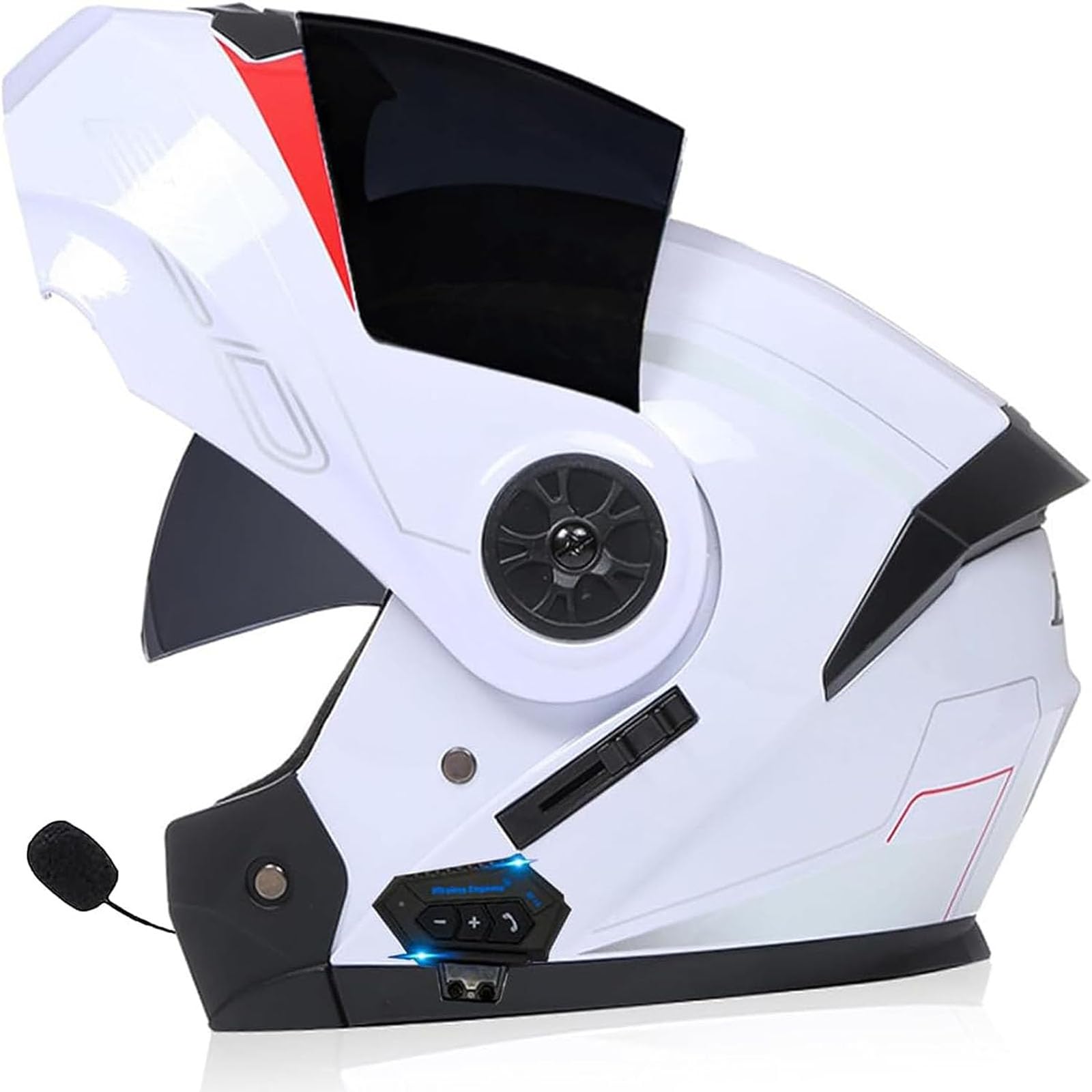 Bluetooth-integrierter Helm, modularer hochklappbarer Motorradhelm mit Doppelvisier für Erwachsene, Männer und Frauen, ECE-geprüft von ZHANGXIO