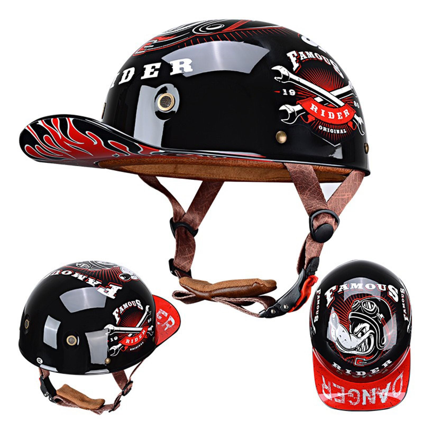 Halbschalenhelme im Retro-Baseballkappe, für Männer und Frauen, für Scooter, Moped, Cap, Street, Cruiser, Jet, Helme, ECE-geprüft von ZHANGXIO