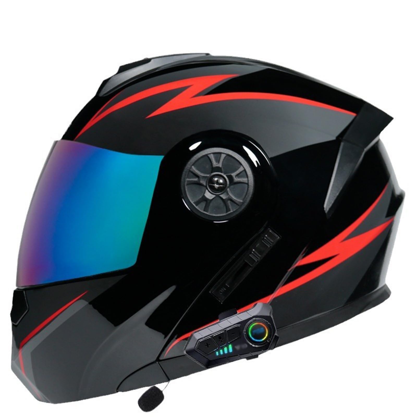 Integralhelm hochklappbarer Motorradhelm Bluetooth mit Antibeschlag-Doppelvisier Integrierter Helm Modularer Helm für Erwachsene Männer und Frauen ECE-geprüft von ZHANGXIO