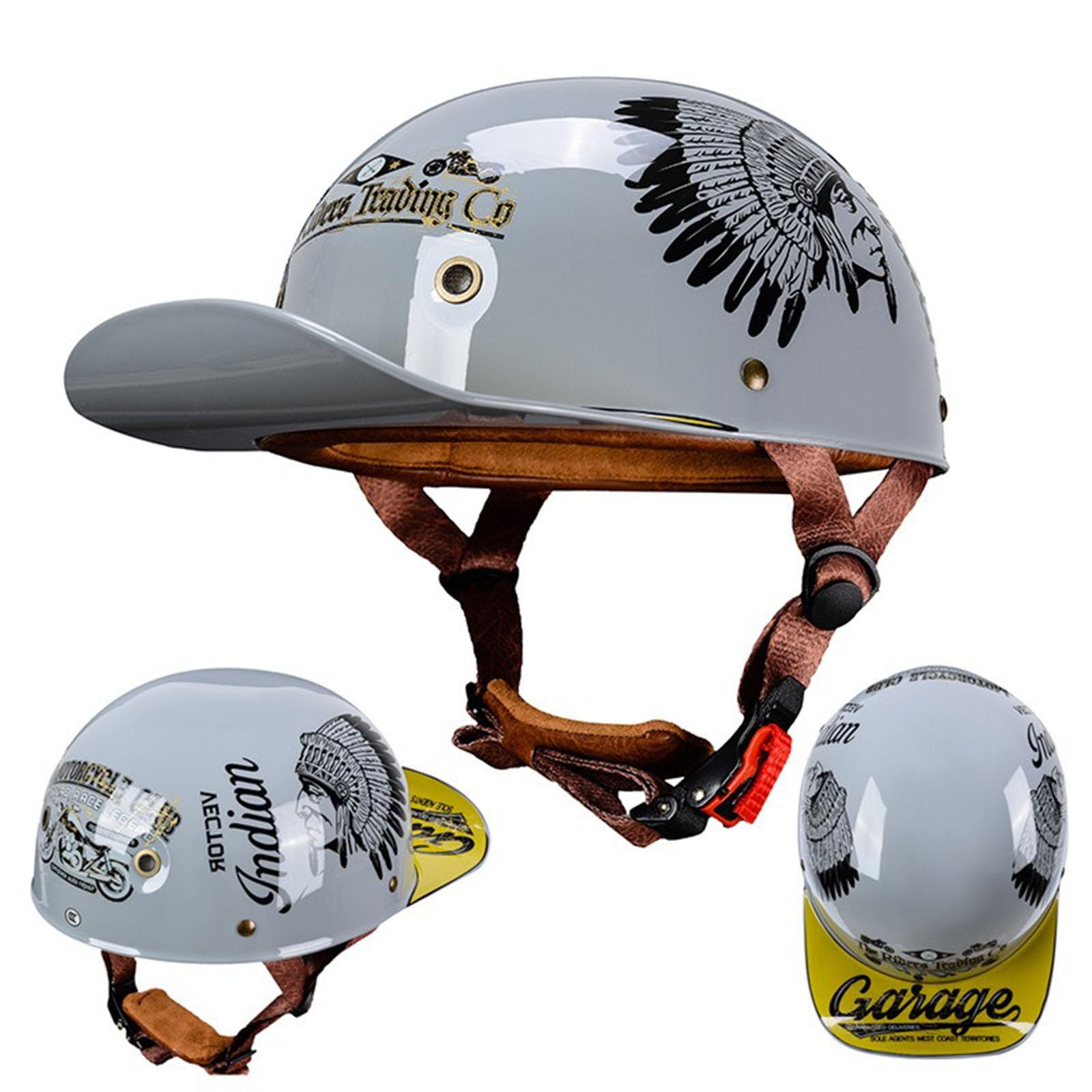 Jethelm Motorrad Baseballcap Halbhelme für Erwachsene Herren Damen ECE Zertifiziert Jethelm von ZHANGXIO