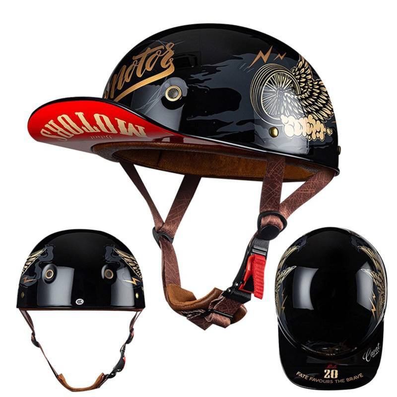 Jethelm Motorrad Baseballcap Halbhelme für Erwachsene Herren Damen ECE Zertifiziert Jethelm von ZHANGXIO