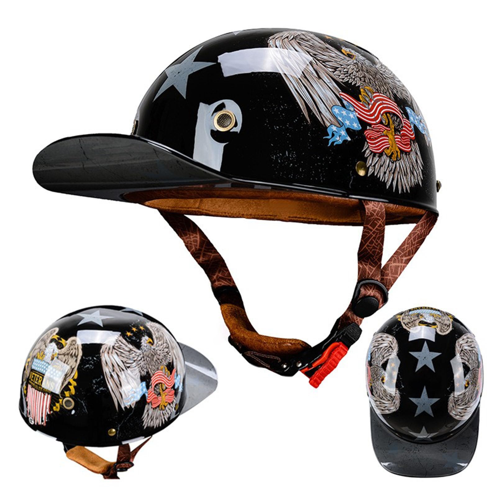 Jethelm Motorrad Baseballcap Halbhelme für Erwachsene Herren Damen ECE Zertifiziert Jethelm von ZHANGXIO