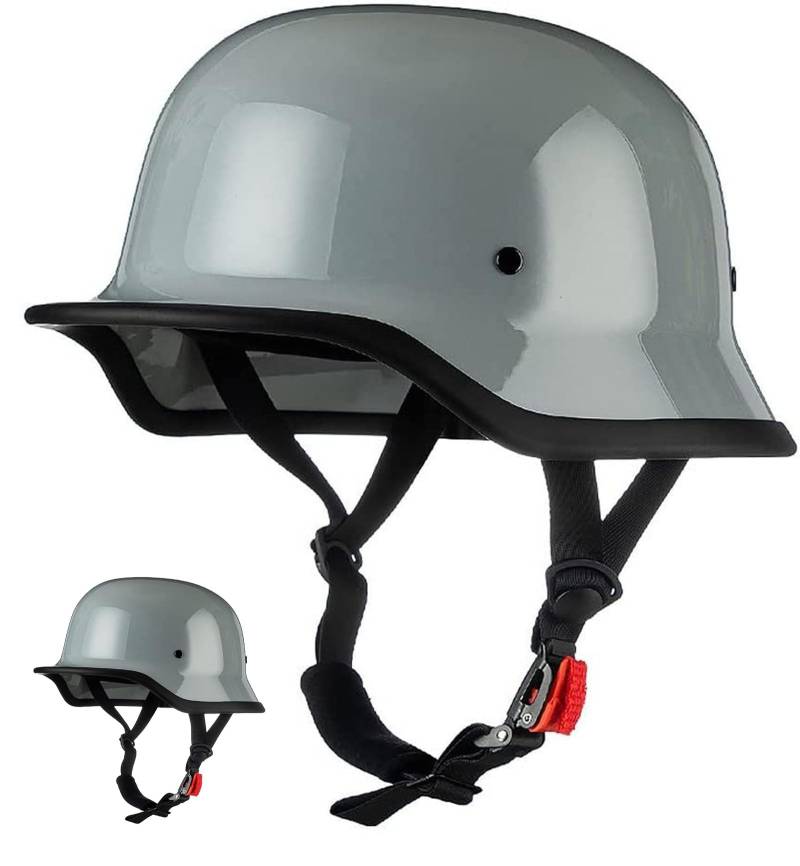 Jethelm im Deutschen Stil, Helm für Erwachsene, Männer und Frauen, ECE-geprüft, Fahrrad, Roller, Skateboard, Helm mit verstellbarem Schnellverschluss von ZHANGXIO