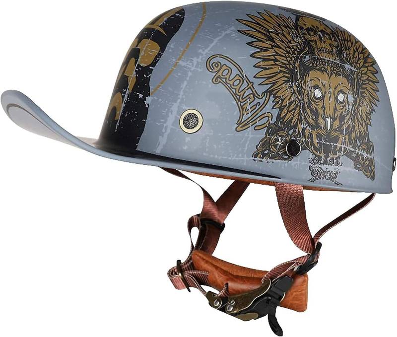 Motorradhelm ECE-Zulassung Baseball Cap Fahrradvisier Cruiser Chopper Scooter Helm Herren Retro Motorrad Halbhelm MäNner Frauen Mofa Helm von ZHANGXIO