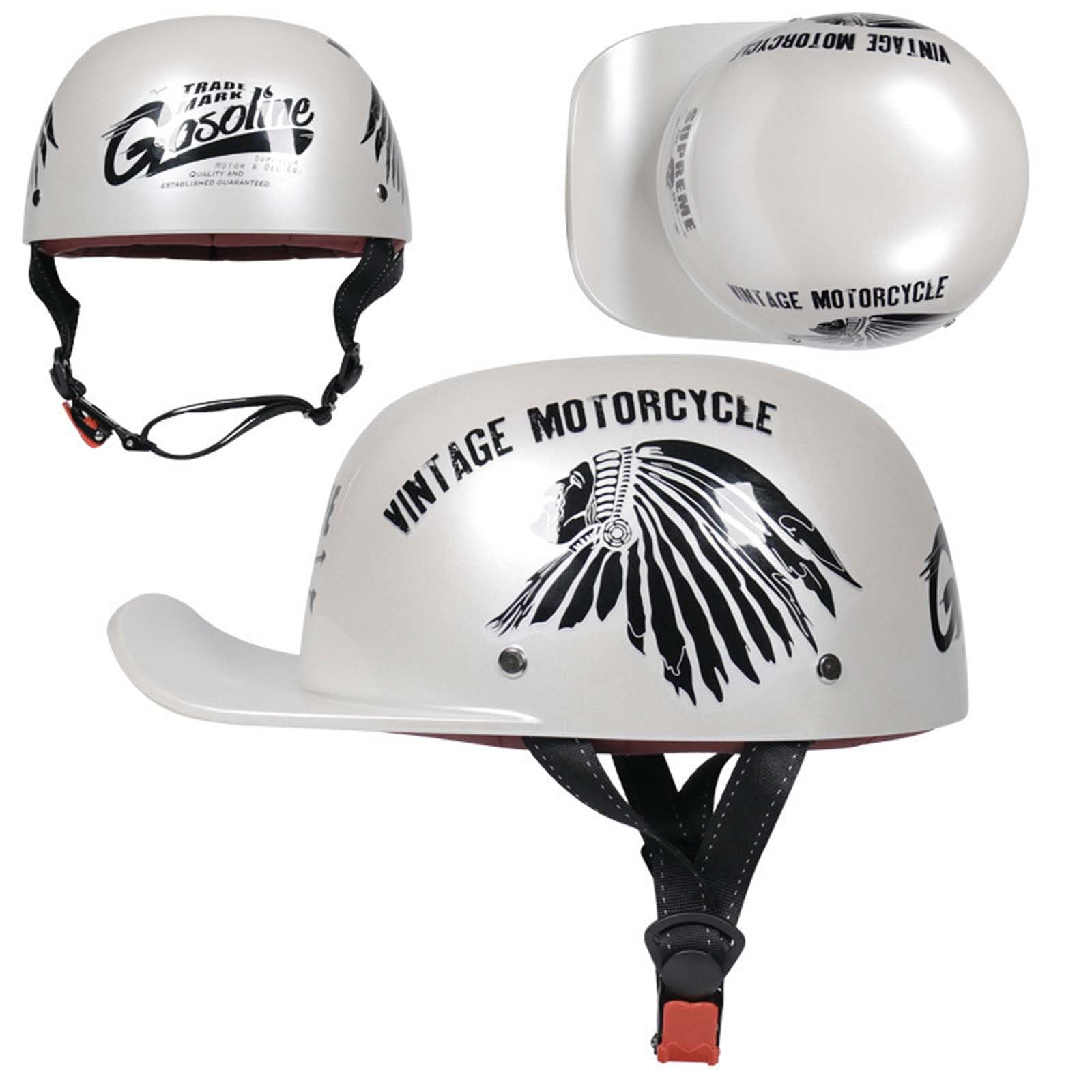 Retro Motorrad Halbhelm Halbschale Offener Gesichtshelm Für Männer Und Frauen ECE Zertifiziertes Fahrrad Kick Roller Cruiser Chopper Motorradhelm von ZHANGXIO