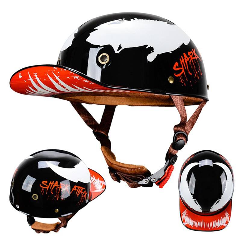 Retro-Motorradhelm, erweiterter Retro-Krempe, Helm für Erwachsene, Männer und Frauen, Baseballmütze, Halbhelme, ECE-Zertifizierung von ZHANGXIO