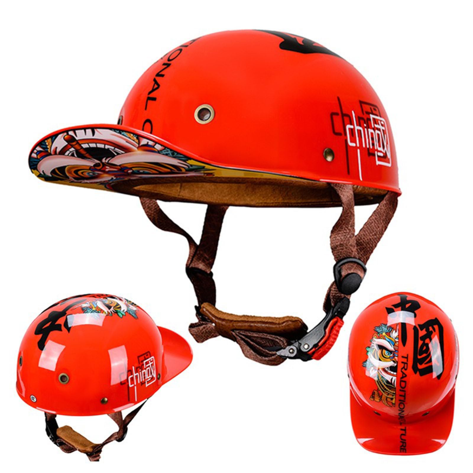 Retro-Motorradhelm, erweiterter Retro-Krempe, Helm für Erwachsene, Männer und Frauen, Baseballmütze, Halbhelme, ECE-Zertifizierung von ZHANGXIO