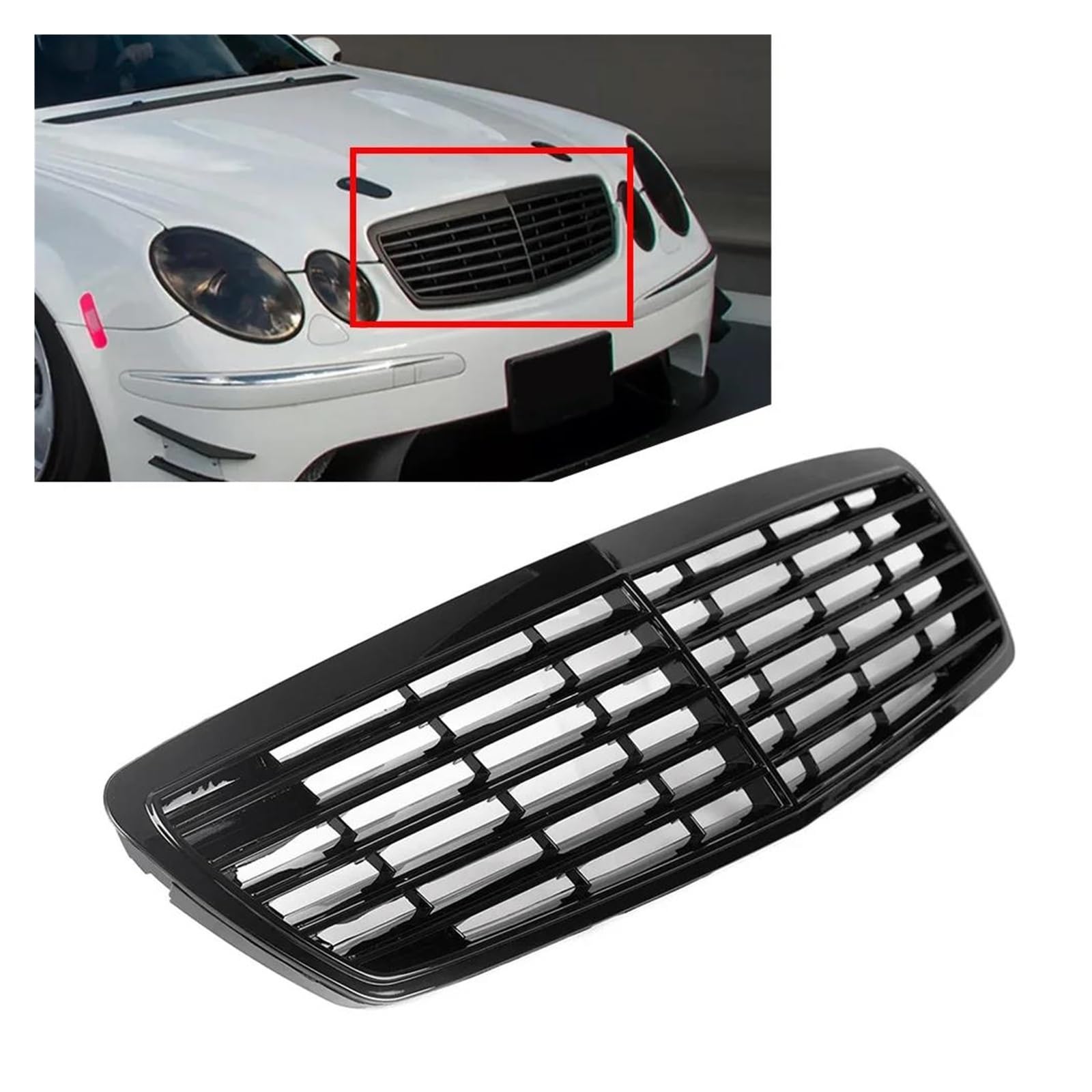 Auto Frontgrill Für Benz Für W211 E500 E320 E350 E430 E-Class 2002 2003 2004 2005 2006 Auto Kühlergrill Stoßstange Mesh Grill ABS Kühlergrille von ZHANGZHENGYAO