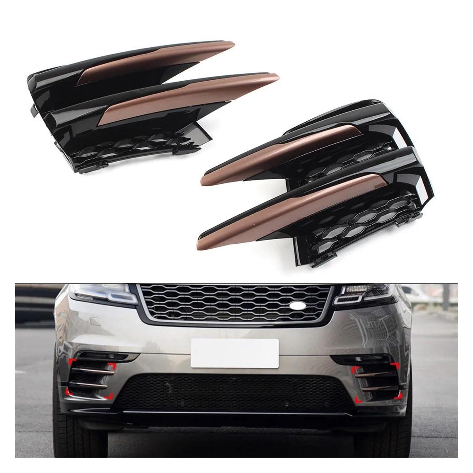 Auto Frontgrill Für Land Für Rover Für Range Für Rover Velar 2017-2022 1Set Auto Front Stoßstange Nebel Lampe Kühlergrill CoverDecorative Kühlergrille von ZHANGZHENGYAO