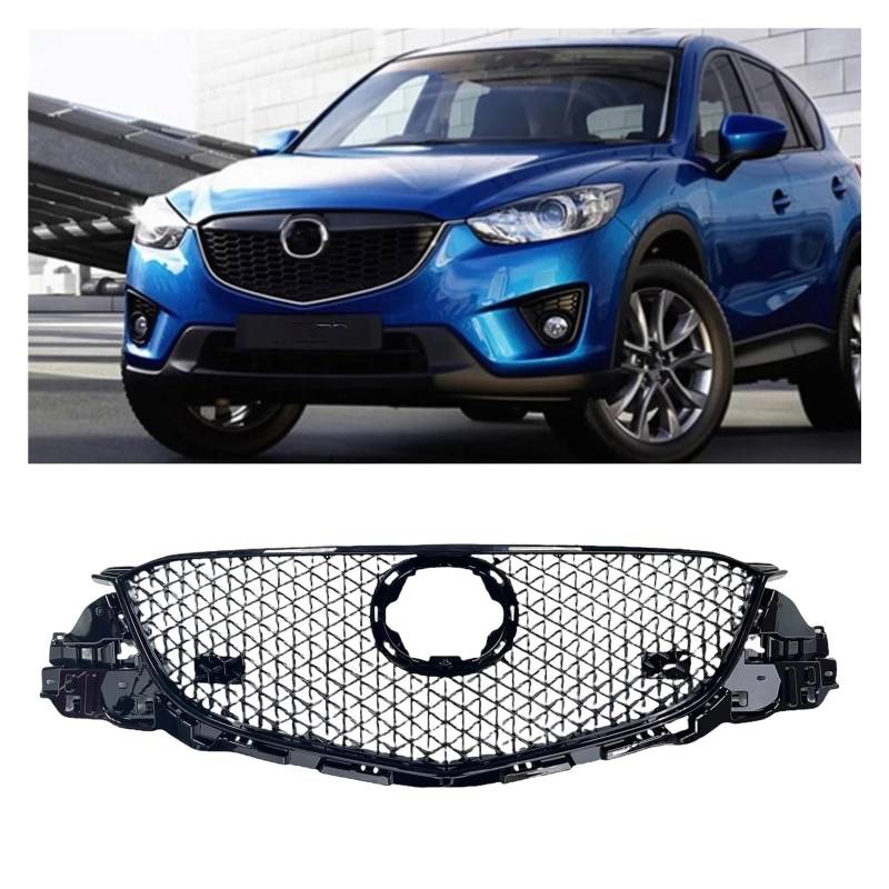 Auto Frontgrill Für Mazda Für CX5 2013 2014 2015 2016 Kühlergrill Racing Grill Glanz Schwarz Waben Stil Auto Oberen Stoßstange Haube Mesh Kühler Gitter Kühlergrille von ZHANGZHENGYAO