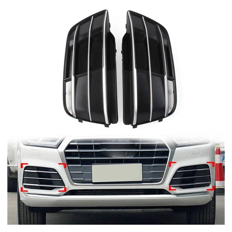 Auto Frontgrill Für Q5 S-Linie SQ5 2018 2019 2020 2021 2022 2Pcs Auto Front Stoßstange Nebel Licht Kühlergrill Grill Abdeckung Kühlergrille von ZHANGZHENGYAO