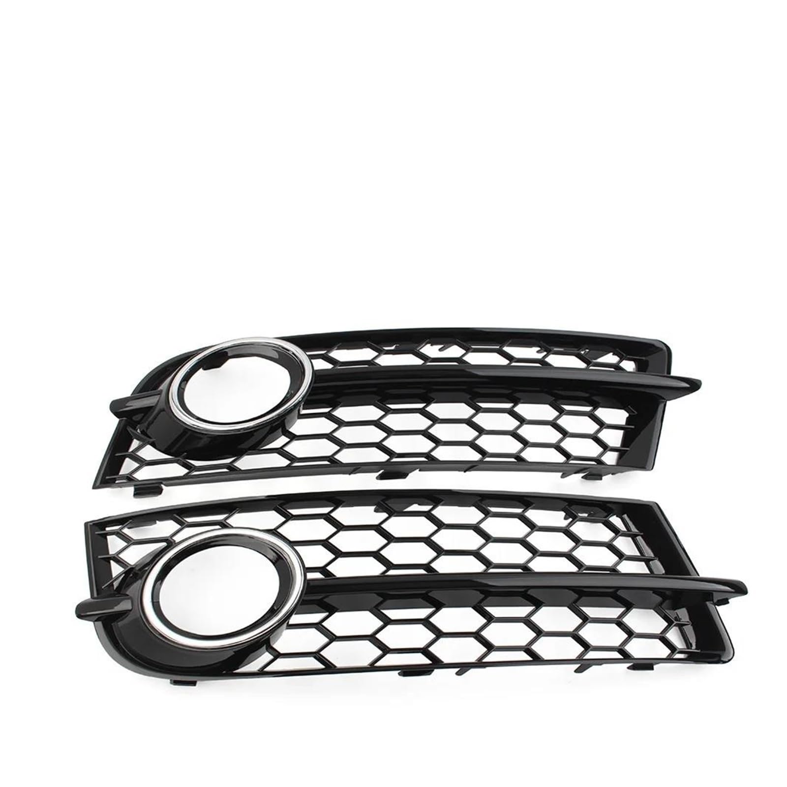 Auto Frontgrill Für TT 8J 2006–2014, Außenzubehör, 1 Paar Glänzend Schwarze Auto-Nebelscheinwerfer-Grill-Frontstoßstange, Wabennetz-Lichtabdeckung Kühlergrille(Black n Chrome) von ZHANGZHENGYAO