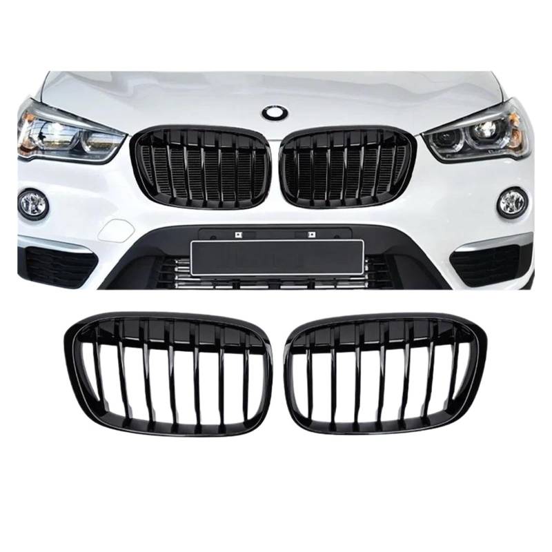 Auto Frontgrill Für X1 F48 F49 2017 2018 2019 Auto Vorne Mitte Grille Sport Gitter Ersatz ABS Kühlergrille(A Glossy Black) von ZHANGZHENGYAO