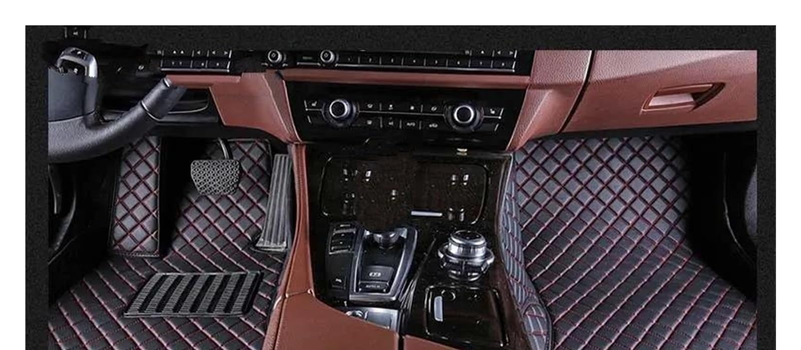 Auto Fussmatten Für Lincoln Für MKS Für MKZ Für Continental 2006-2023 Custom Car Fußmatten Auto Teppiche Fuß Coche Zubehör Automatte Passend(Black Red,2016-2022Co) von ZHANGZHENGYAO