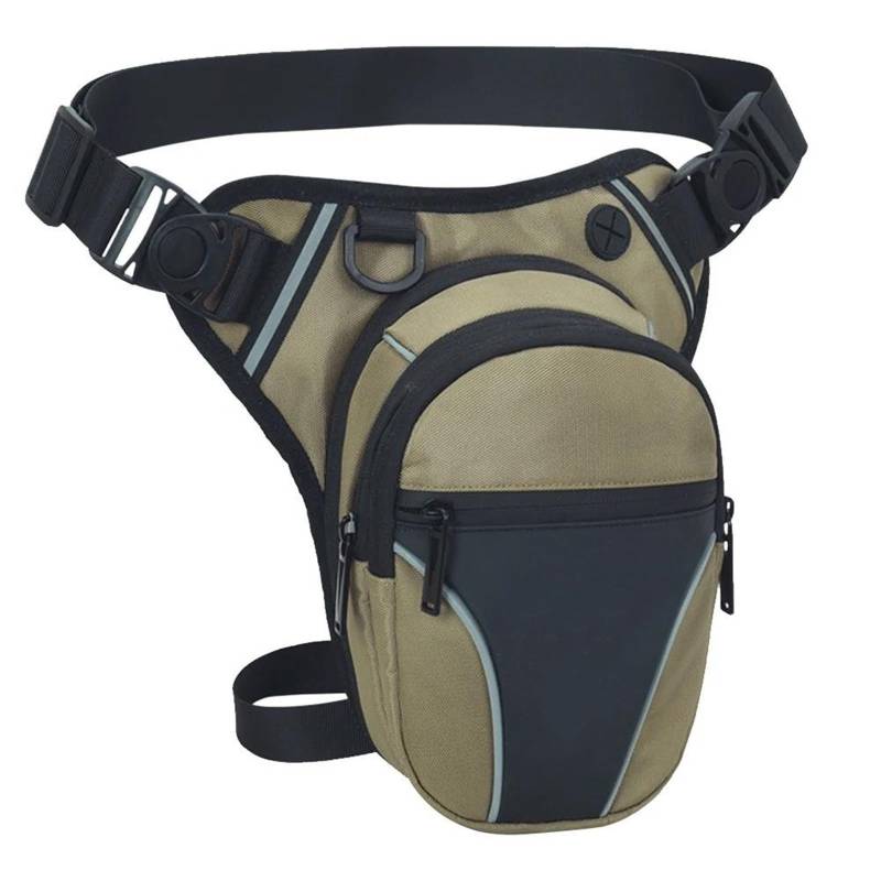 Motorrad Tasche Universal Motorrad Bein Tasche Taille Tasche wasserdichte Handy Brieftasche Radfahren Eine Schulter Crossbody Oberschenkel Hüfte Gürtel Motorradgepäck(Khaki) von ZHANGZHENGYAO