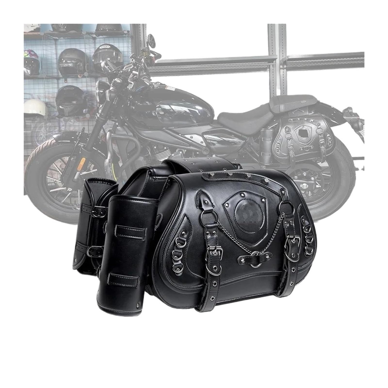 Motorrad Tasche Universal Motorrad Satteltasche Punk Reiter Seite Tasche Hinten Sitz Modifizierte Lagerung Tasche Geeignet Für PAN America 125 S PA 1250 Motorradgepäck(FBG342BK 1pair) von ZHANGZHENGYAO