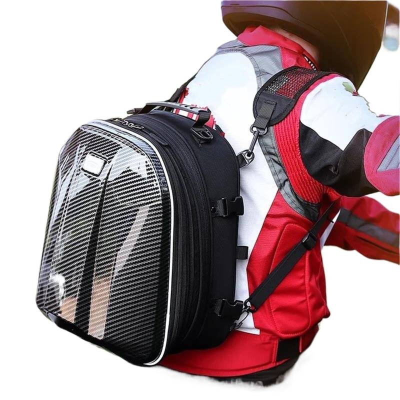 Motorrad Tasche Universelle Motorrad Rücksitz Aufbewahrungsbox Reiseausrüstung Einzelne Schulter Doppelte Schulter Fahrertasche Multifunktionale Helmtasche Motorradgepäck(PCcarbon Fiber Gray) von ZHANGZHENGYAO