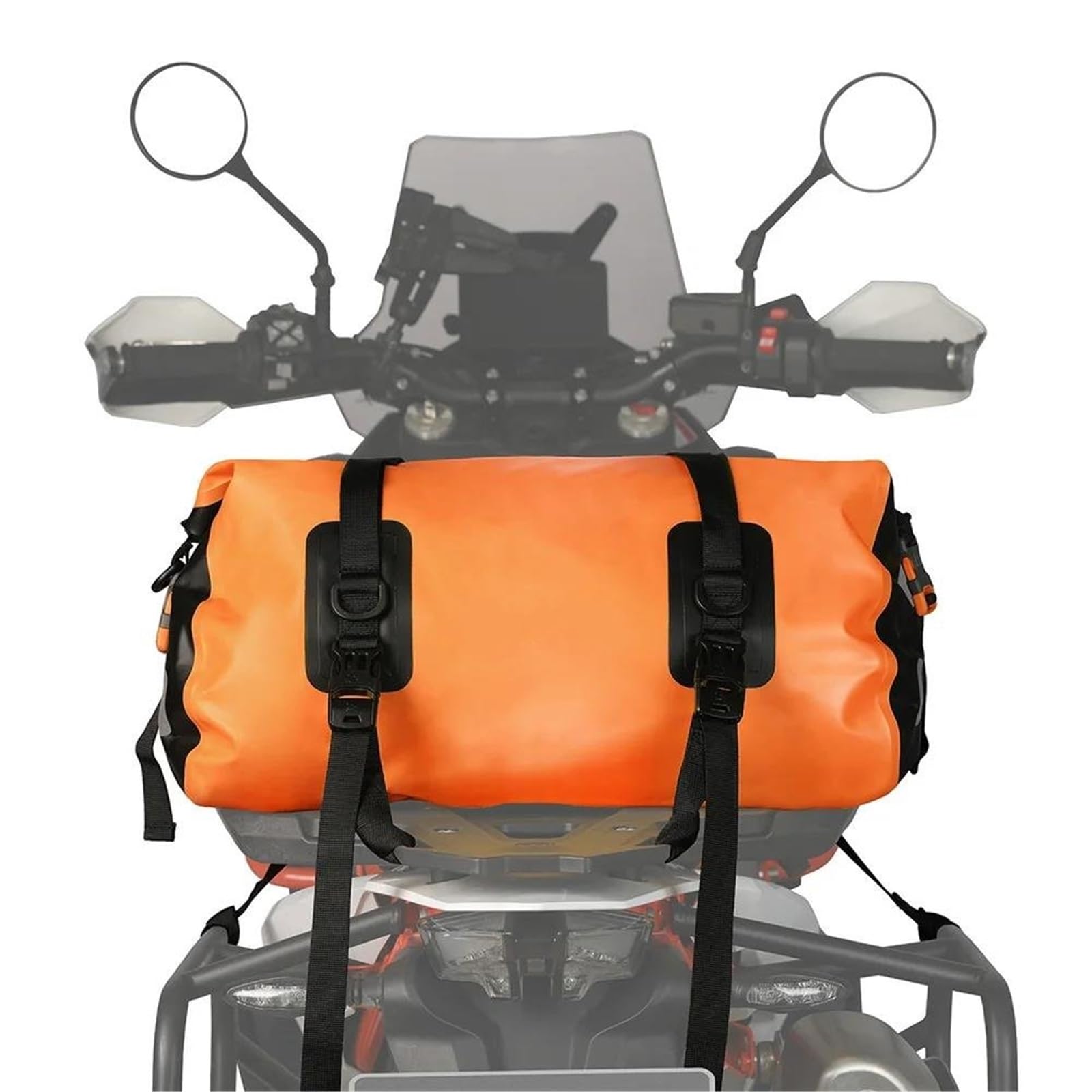 Motorrad Tasche Universelle Motorrad Satteltasche 20 L/45 L/65 L wasserdichte Rücksitz Hecktasche Schnell Trocknende Reisetasche Motorradgepäck(20L-Orange) von ZHANGZHENGYAO