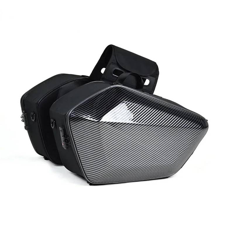 Motorrad Tasche Universelle Motorrad Satteltasche Reise Hartschalen Seitentasche Wasserdichter Helm Seitenkoffer Motorradgepäck(Carbon Fiber) von ZHANGZHENGYAO