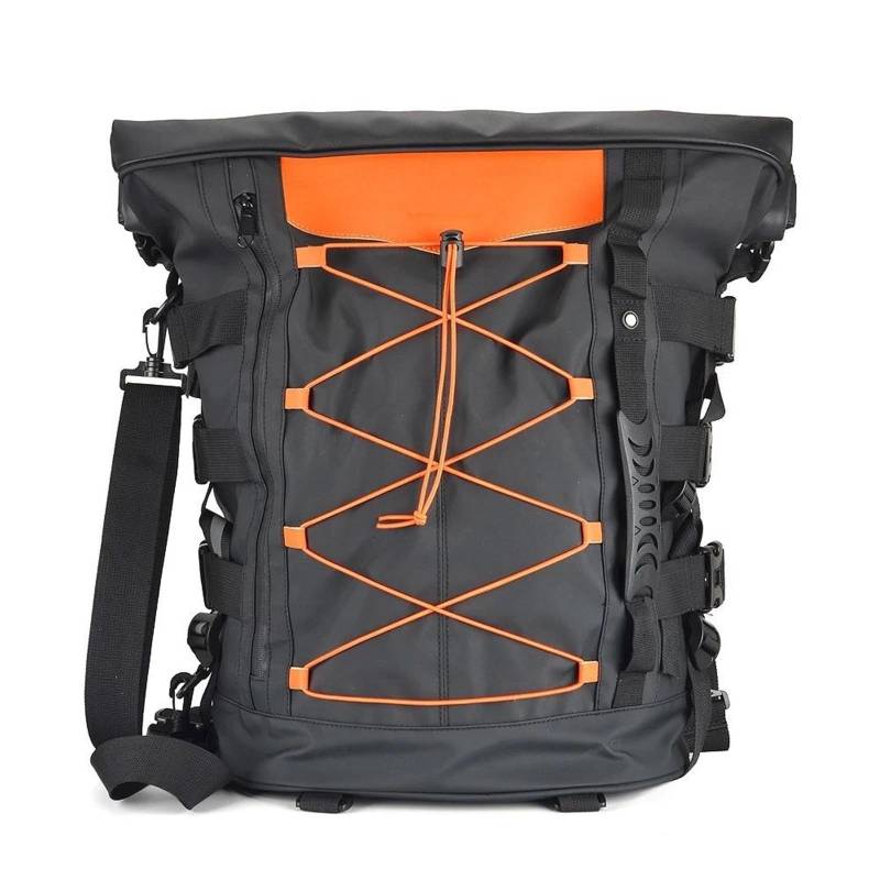 Motorrad Tasche Universeller Motorrad Wasserdichter Rucksack Für Den Rücksitz Fahrradrucksack Erweiterbar Motorradgepäck(Orange) von ZHANGZHENGYAO