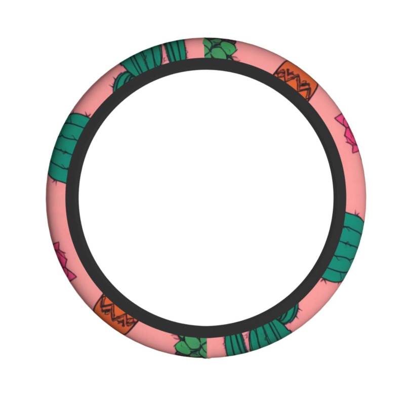 Elastischer Lenkradbezug mit Kaktus-Sukkulenten, universelle Standardgröße, für Damen und Herren, niedliche Auto-Dekoration von ZHANLEI