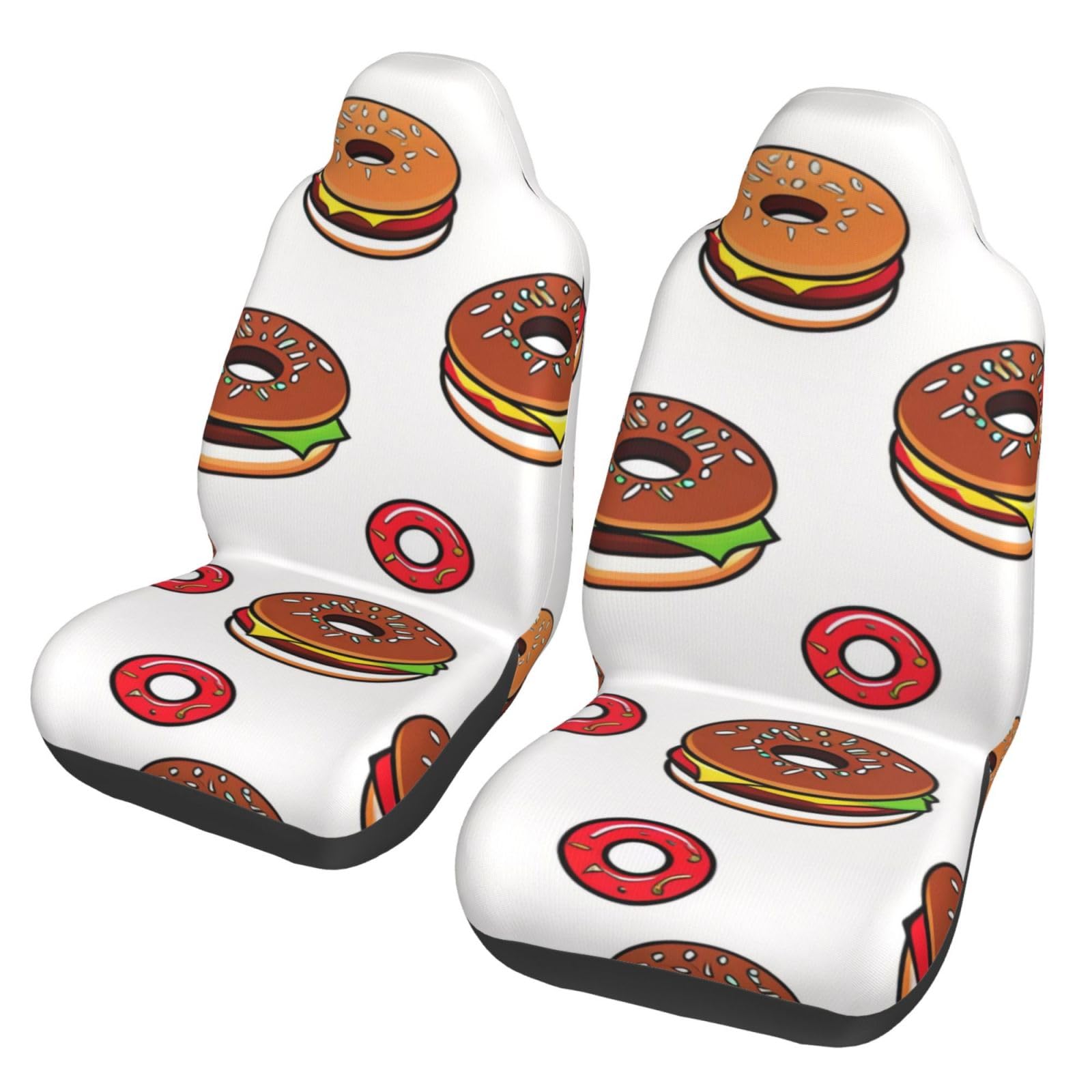 ZHANLEI Hamburger Donut Coke Bedruckte Autositzbezüge, Cute Universal Autositzbezüge Set für Vordersitze Elastische Autositz Protector Fit Autos, Lieferwagen, SUV, LKW von ZHANLEI