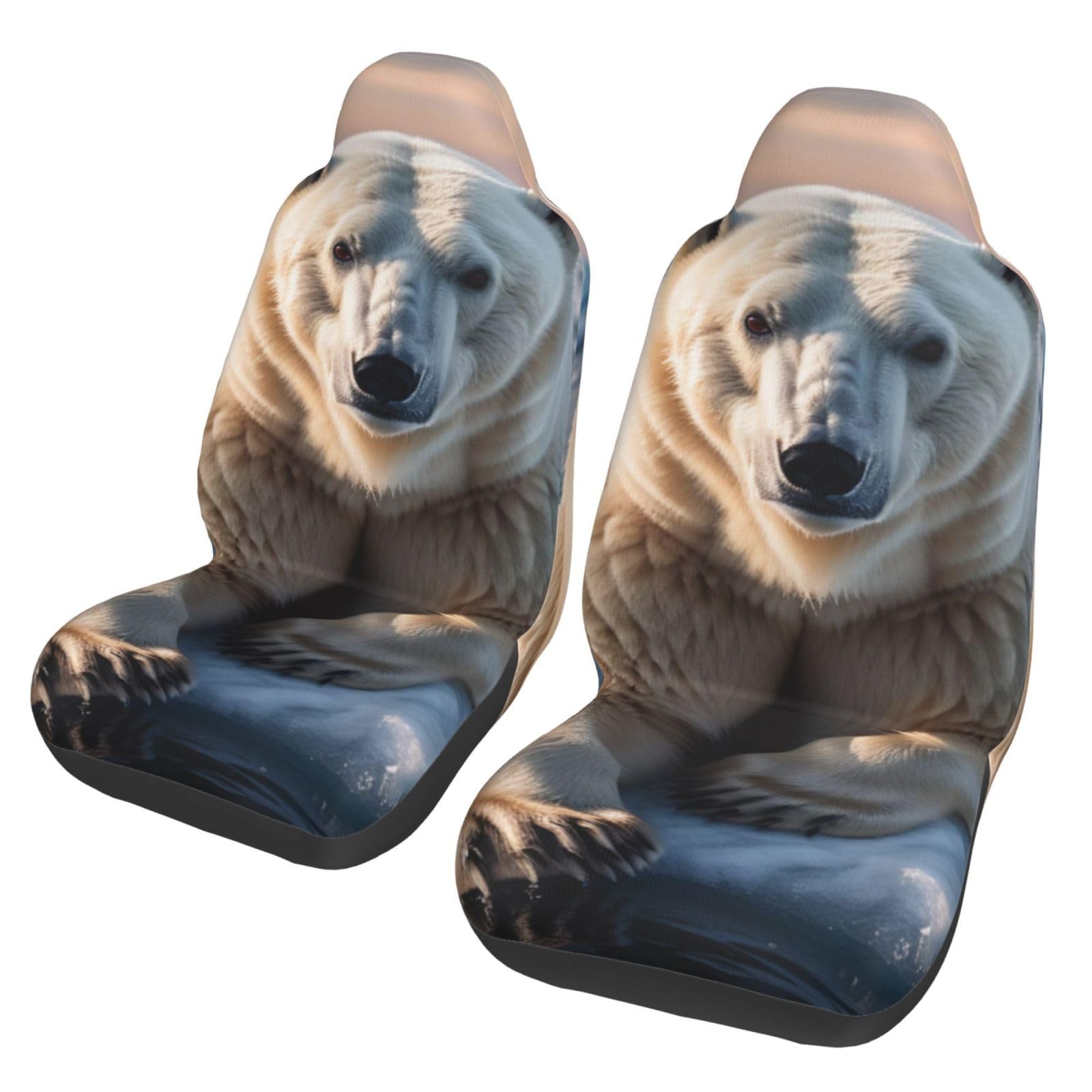 ZHANLEI Polar Bear Bedruckte Autositzbezüge, Süße Universal Autositzbezüge Set für Vordersitze Elastische Autositzschoner Geeignet für Autos, Lieferwagen, SUV, LKW von ZHANLEI