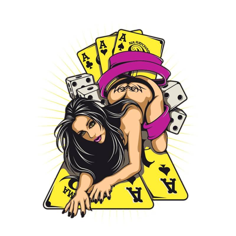 ZHANGWEI 11,8 cm x 15,6 cm Poker- und sexy Frauen-Spiel-Aufkleber, PVC, Motorrad-Auto-Aufkleber von ZHAOBAOBAO