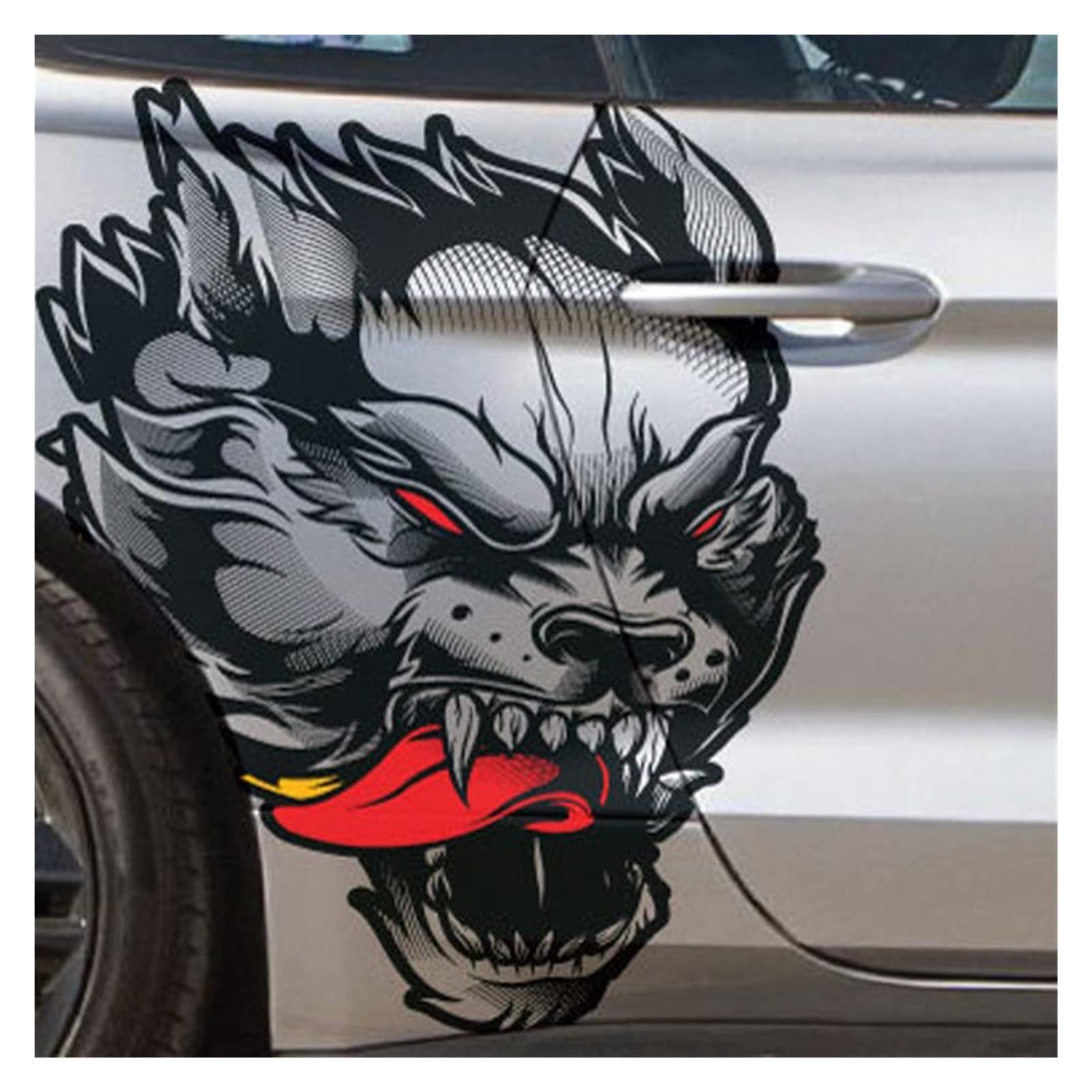 WEI WEI Wolf Tattoo Distressed Grunge Tribal Tür Bett Seite Pickup Fahrzeug LKW Auto Vinyl Grafik Aufkleber (Grau) von ZHAOBAOJIE