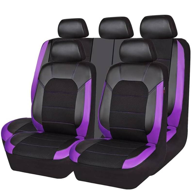 Autositzbezüge für Peugeot 5008 I 2009-2013 2014 2015 2016 2017, Allwetter Komfortabler Ledersitzbezüge Wasserdichtes Full Set Sitzbezüge Auto Zubehör,Purple von ZHAOHAO