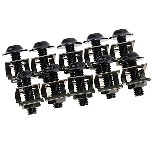 Radmuttern 10 Teile/los Universal M6 6mm Motorrad Verkleidungskörper Bolzen Muttern Roller Geschwindigkeit Befestigungsklammern Schraubfeder Bolzen Muttern(Black) von ZHAOSHIXU