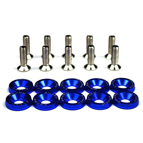 Radmuttern 10 stücke Farbe Auto Schraube M6 Waschmaschine Schraube HEX Fastener Modifikation Motor Konkave Schrauben Fender Waschmaschine Stoßstange for Auto(Blue) von ZHAOSHIXU