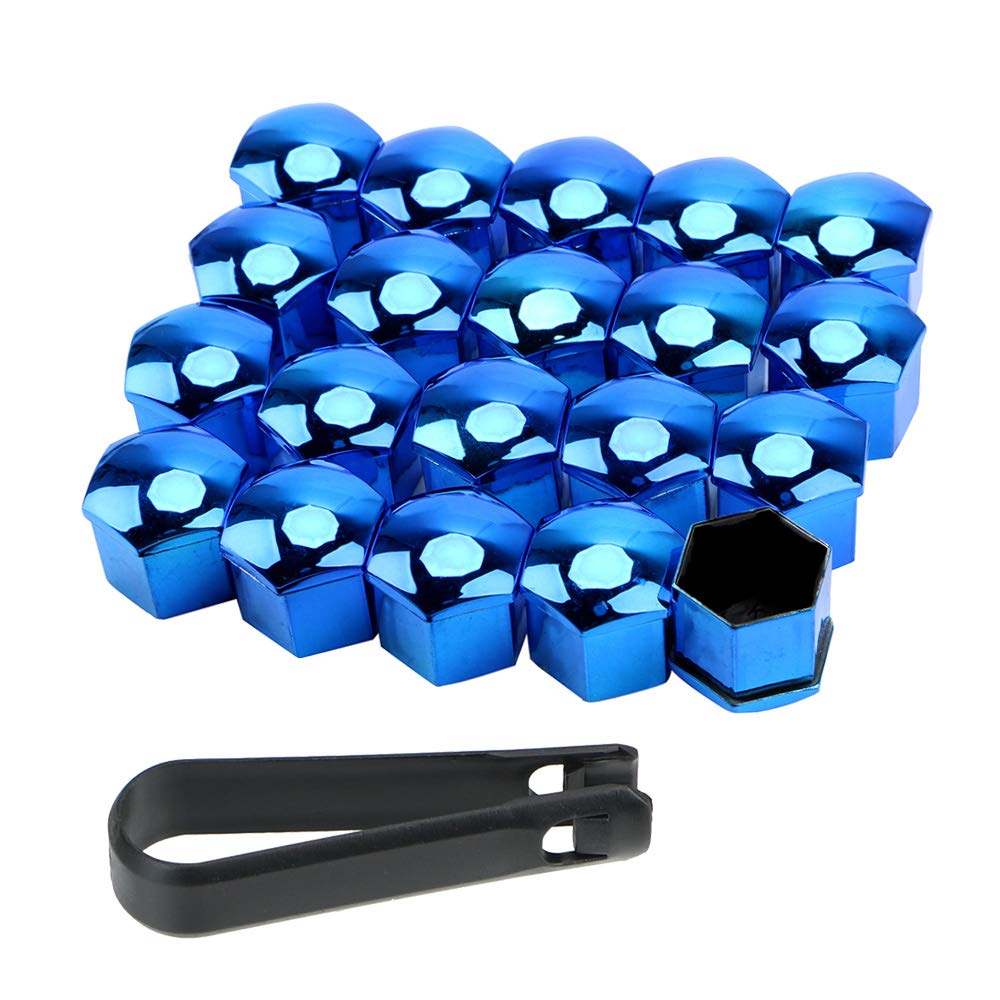 Radmuttern 20 stücke 17mm 19mm 21mm Radmutter Bolzen Kopf Abdeckkappe Schutzbolzen Mützen Außen Dekoration Schutz Bolzen Felgen Silber(Electroplating Blue,19mm 20pcs) von ZHAOSHIXU