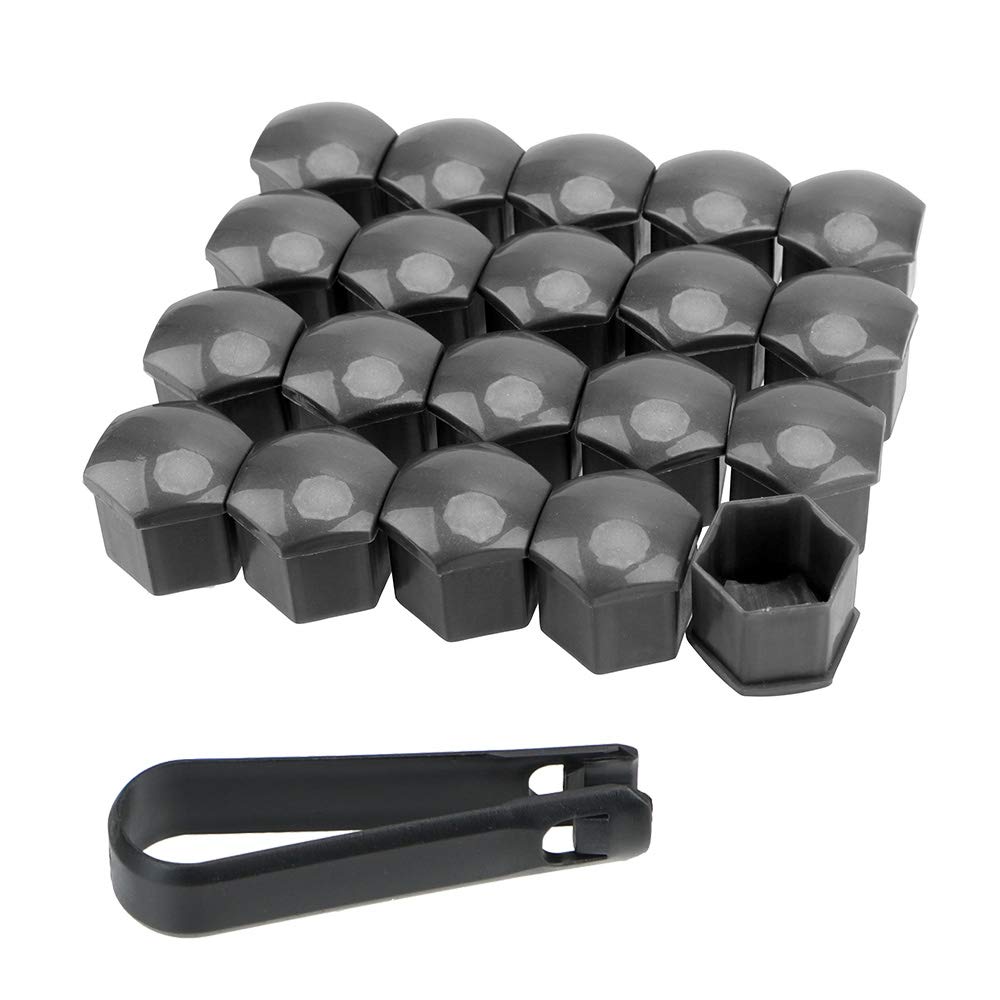 Radmuttern 20 stücke 17mm 19mm 21mm Radmutter Bolzen Kopf Abdeckkappe Schutzbolzen Mützen Außen Dekoration Schutz Bolzen Felgen Silber(Gray,17mm 20pcs) von ZHAOSHIXU