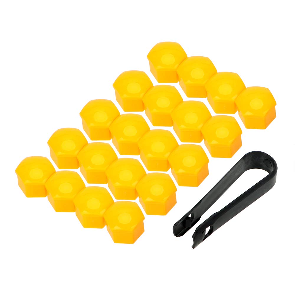 Radmuttern 20 stücke 17mm 19mm 21mm Radmutter Bolzen Kopf Abdeckkappe Schutzbolzen Mützen Außen Dekoration Schutz Bolzen Felgen Silber(Yellow,17mm 20pcs) von ZHAOSHIXU