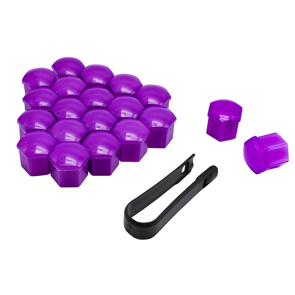 Radmuttern 20 stücke Auto Radmutter Mützen Schutzkappen 17mm 19mm 21mm Anti-Rost Auto Nabe Schraube Abdeckung Auto Reifenmutter Bolzen Außen Dekoration(Purple,21mm) von ZHAOSHIXU