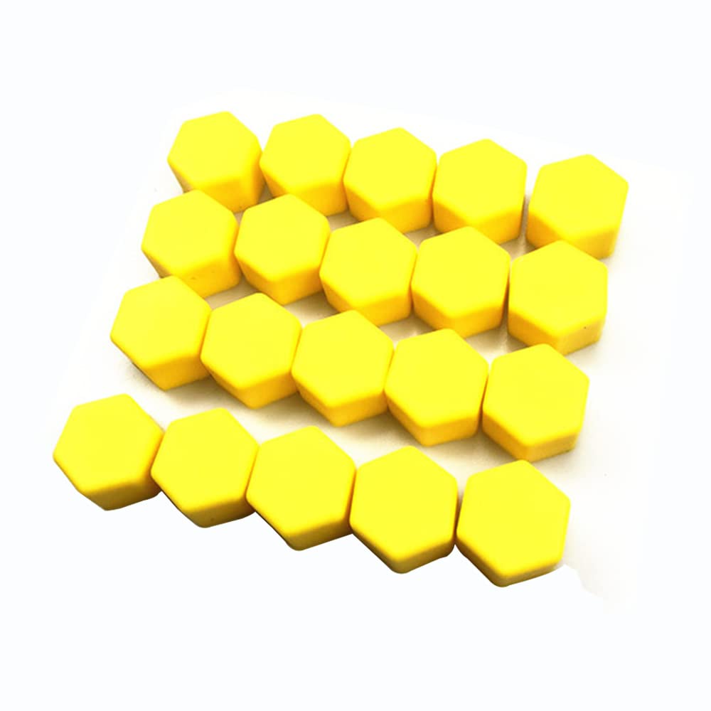 Radmuttern 20pcs 17mm 19mm 21mm Black Car Wheel Caps Bolts Covers Nuts Silicone Auto Wheel Hub Protectors Screw Cap Styling Anti Rust Cover(Yellow,17mm) von ZHAOSHIXU