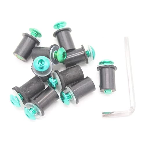 Radmuttern Universal 10 stücke 5mm Aluminium Motorradschraube Kit Motorrad Windschutzscheiben Windschutzscheibenschrauben Schrauben Nut Fastener(Green) von ZHAOSHIXU