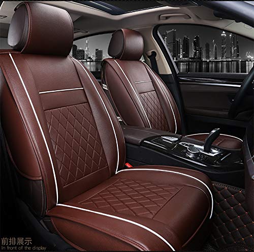 ZHAOYIJIE Auto Leder Sitzschoner Set für Alfa Romeo Stelvio 2017-2021, Auto Schonbezug Leder Sitzbezug Vordersitze Rücksitzschoner, Sitzschutz Full Set,A-Coffee von ZHAOYIJIE