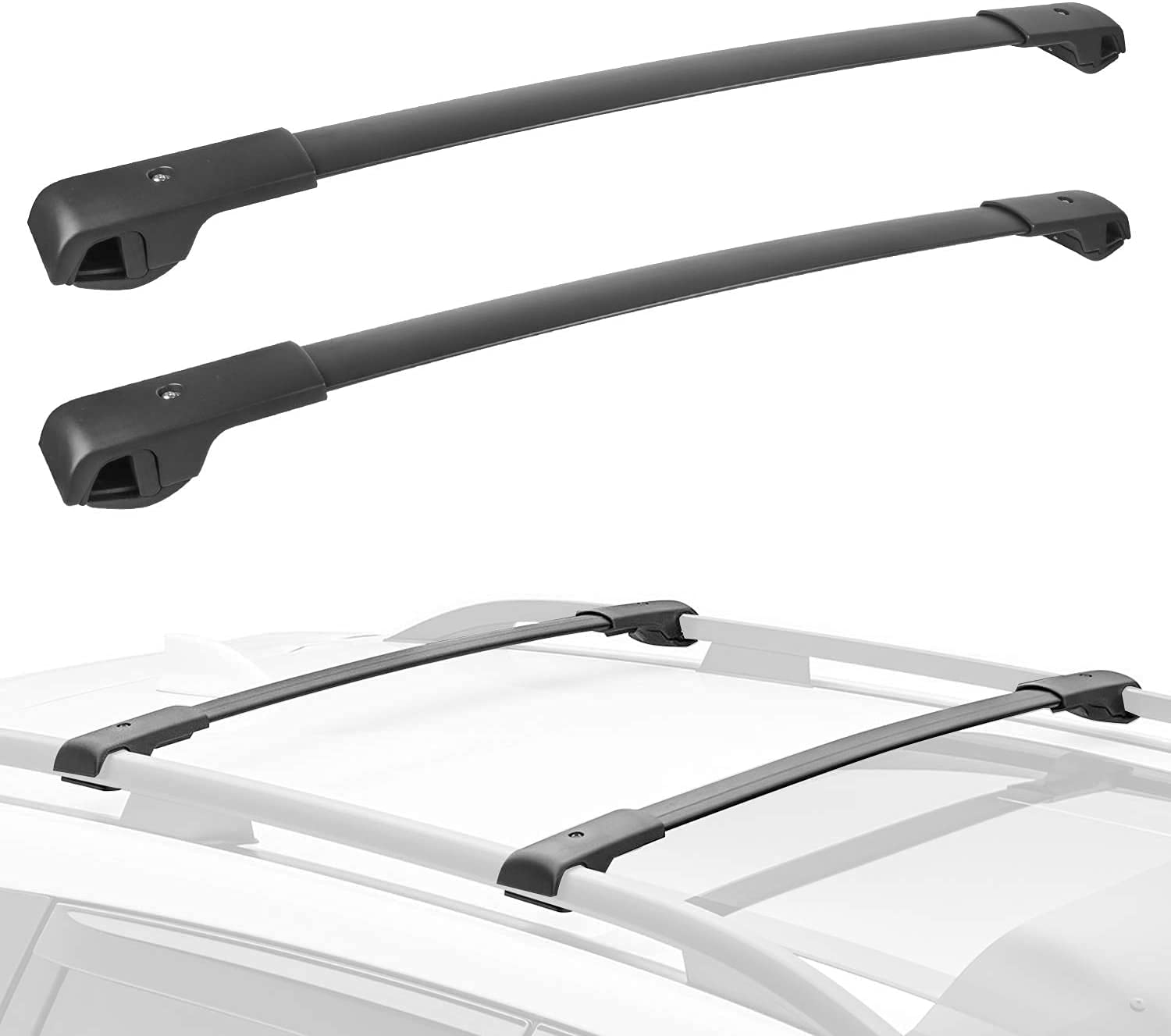 DachträGer Dachrock Cross Bar Rail Compatible Fit Nutzung for Subaru Forester 2014 2015 2016 2017 2018 2019 2020 2021 mit erhöhten Seitenschienen DachgepäCkträGer von ZHAOYUQI