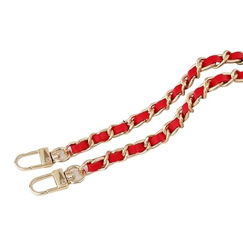 Taschenkette 30/60/100/120/140cm PU Leder + Metallkette Umhängetaschengurt for Damen Modetasche Umhängetasche Lady Ledergurt for Handtasche Kette FüR Tasche(Red,100cm) von ZHAOYUQI