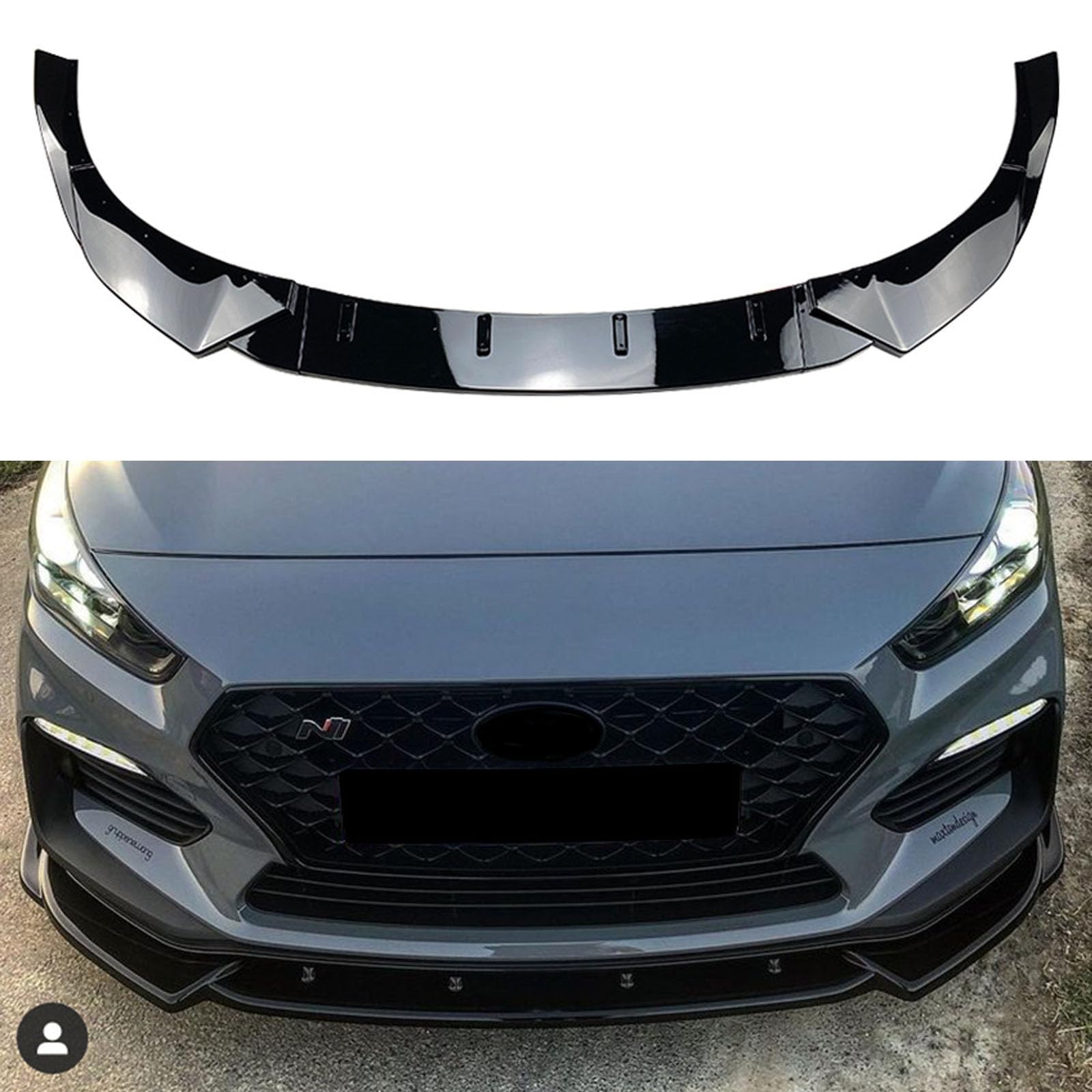 Auto Frontspoiler für Hyundai I30N MK3 MK3.5 2017 2018 2019,Frontstoßstange Lippe Diffusor Splitter Wasserdicht Kratzfest Kinn Protector Karosserie Zubehör,A-Glossy Black von ZHENWANG