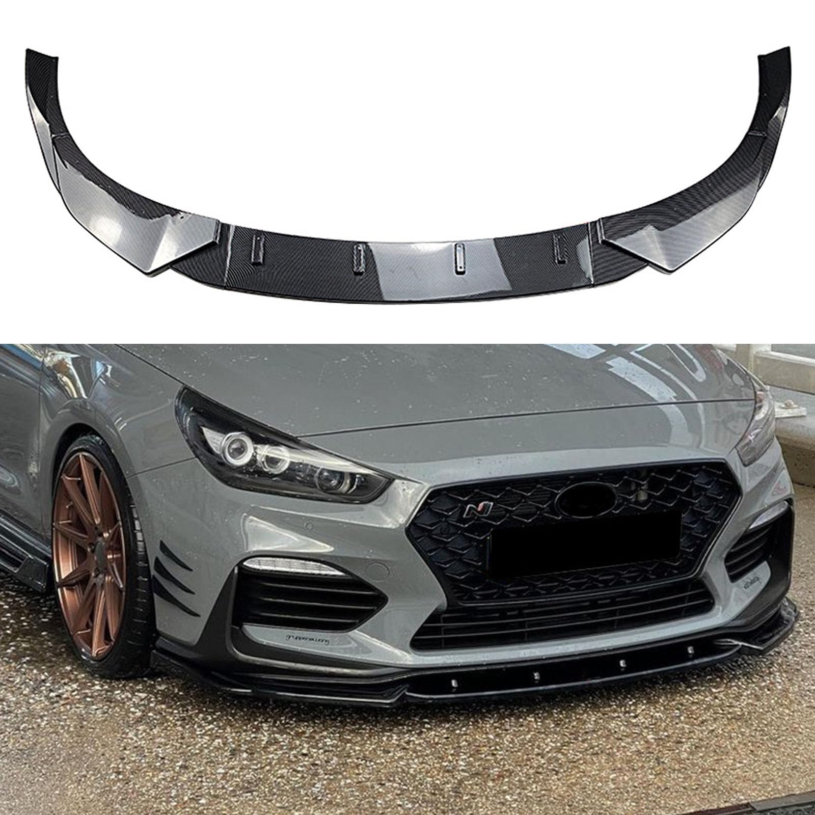 Auto Frontspoiler für Hyundai I30N MK3 MK3.5 2017 2018 2019,Frontstoßstange Lippe Diffusor Splitter Wasserdicht Kratzfest Kinn Protector Karosserie Zubehör,B-Carbon Fiber Pattern von ZHENWANG