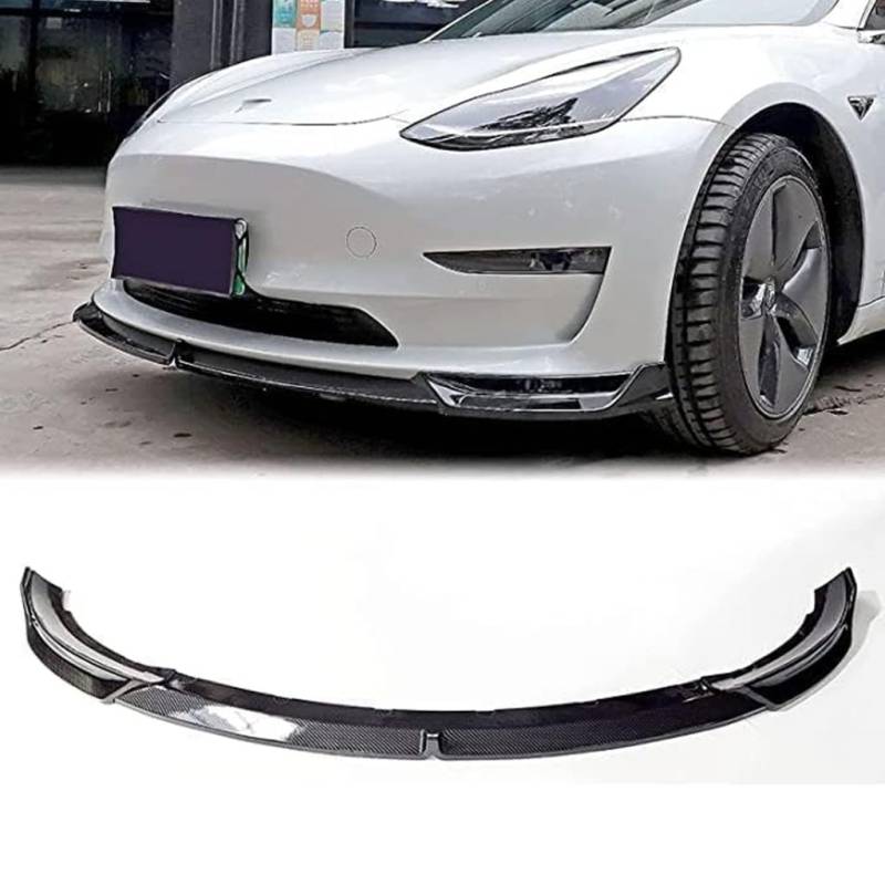 Auto Frontspoiler für Tesla Model 3 Sedan 2020 2021,Frontstoßstange Lippe Diffusor Splitter Wasserdicht Kratzfest Kinn Protector Karosserie Zubehör,B-Carbon Fiber Pattern von ZHENWANG